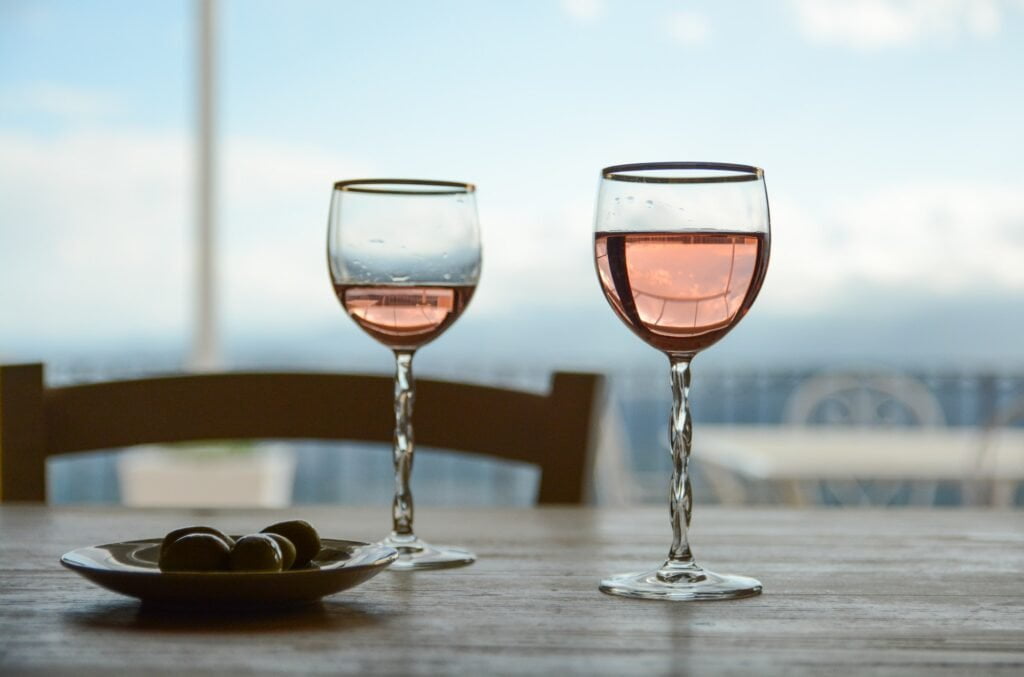 Rose wine as aperitif, on the island of Sardinia